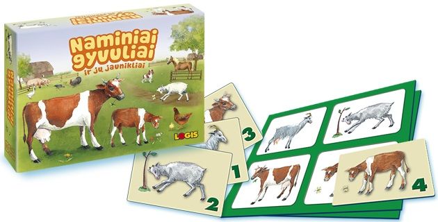 Stalo žaidimas “Naminiai gyvuliai ir jų jaunikliai”