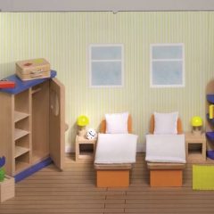 Miegamojo baldai lėlių nameliui