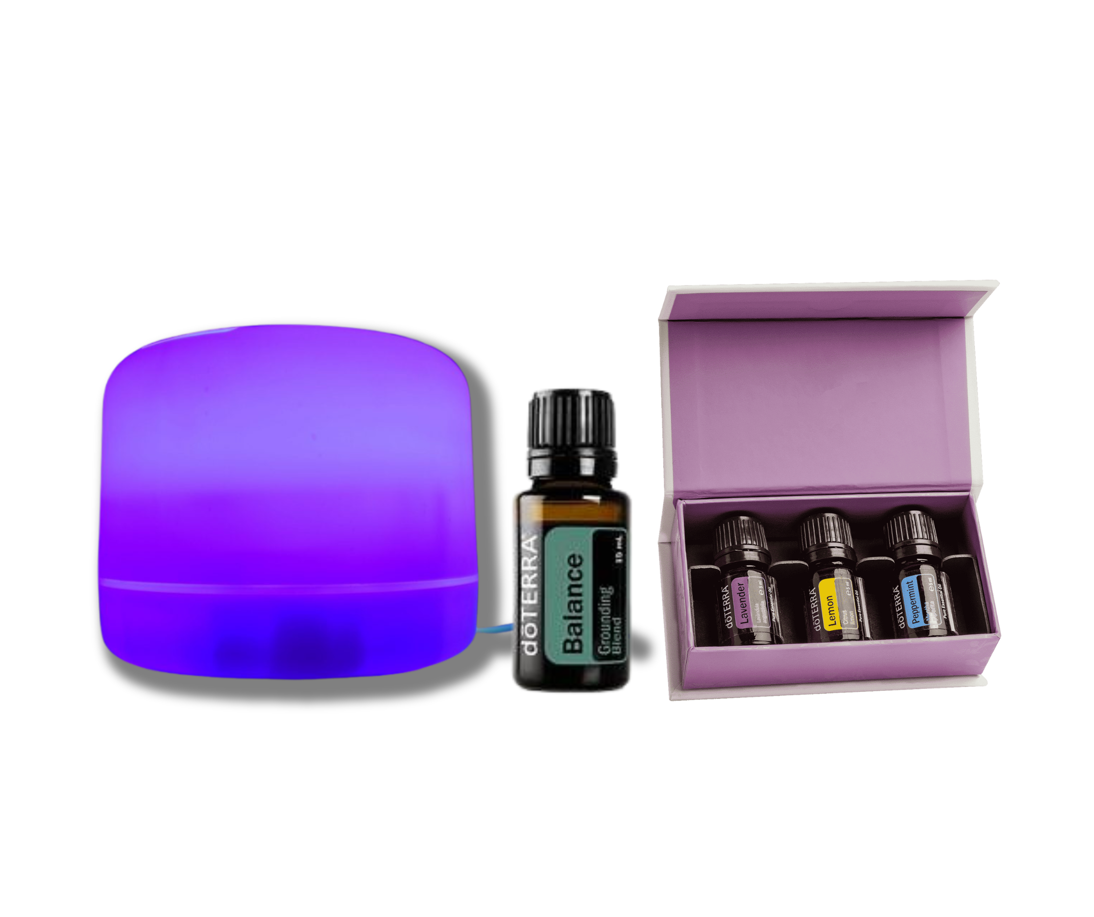 Aromaterapijos rinkinys su garintuvu spalvas keičiančiu garintuvu