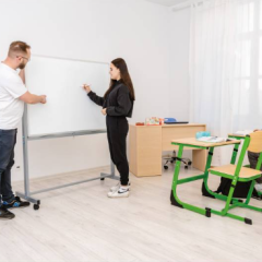Dvipusė mobili magnetinė sausai valoma lenta